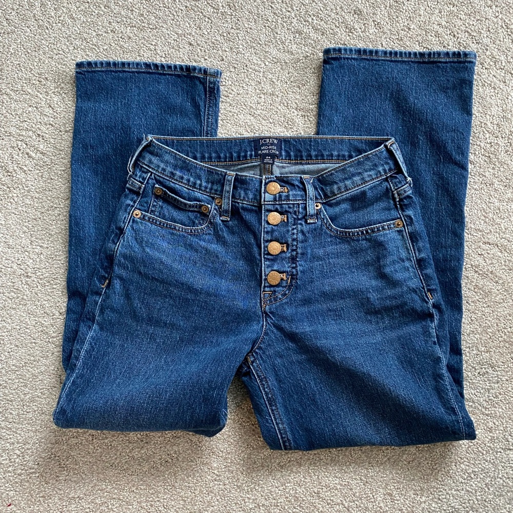 J.Crew Mid-Rise Flare Crop Jeans, size 24, very gently used